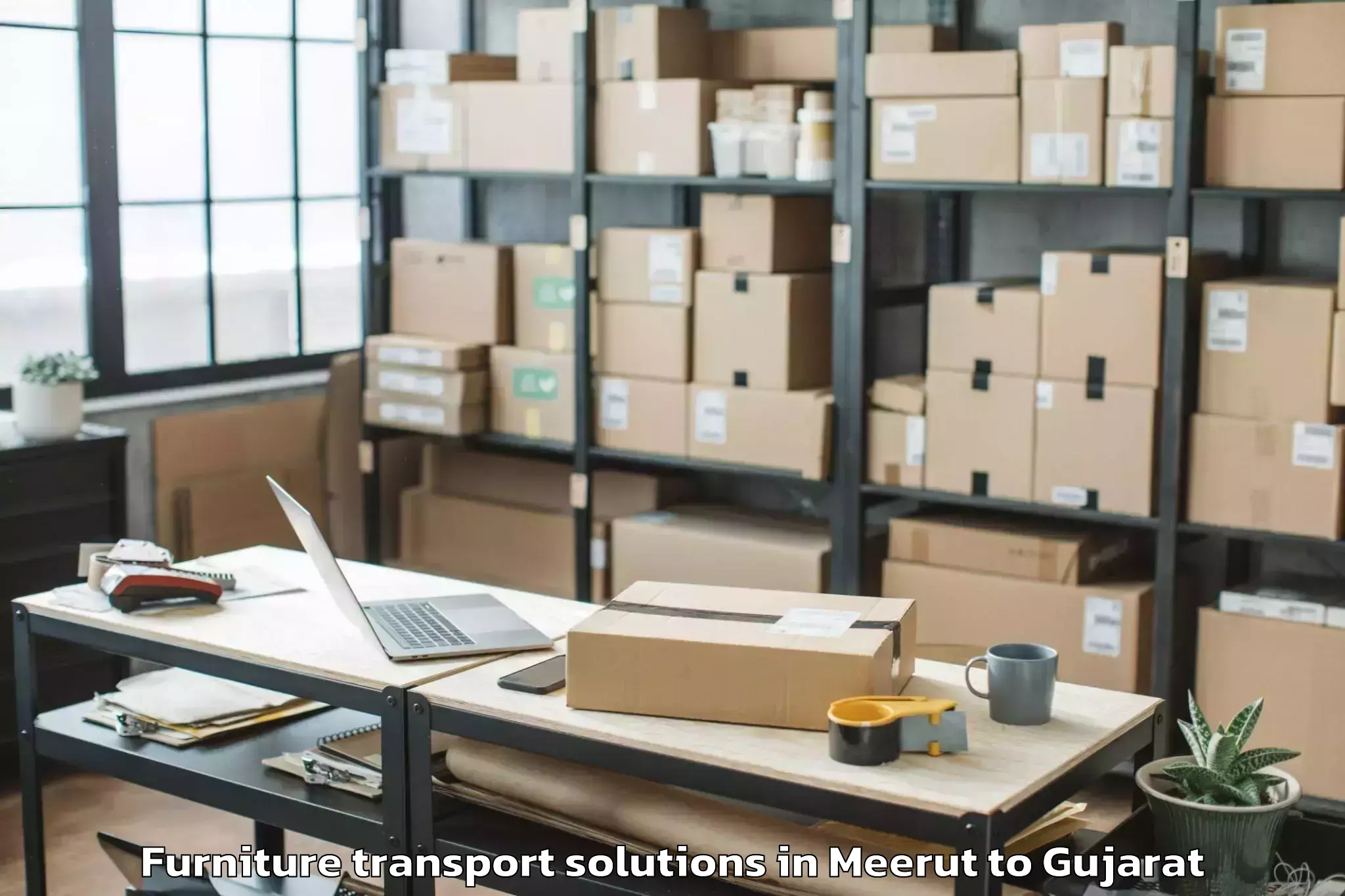 Get Meerut to Halvad Furniture Transport Solutions